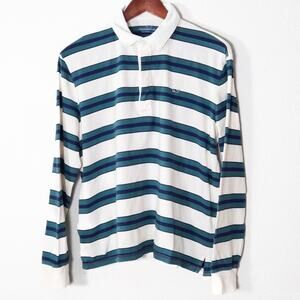 Vineyard Vines Striped Polo Shirt White Green Women's XL Preppy Ivy League